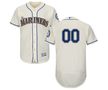 Mens Seattle Mariners Cream Customized Flexbase Majestic MLB Collection Jersey
