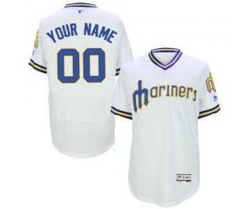 Men's Seattle Mariners Customized White Pullover 2016 Flexbase Majestic Collection Baseball Jersey
