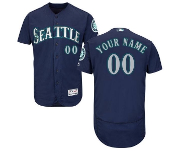 Mens Seattle Mariners Navy Blue Customized Flexbase Majestic MLB Collection Jersey