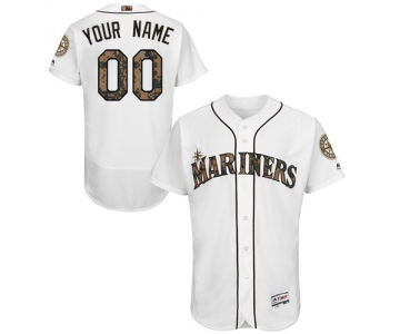 Seattle Mariners White Memorial Day Men's Customized Flexbase Jersey