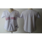 Women's Seattle Mariners Customized White With Pink Jersey