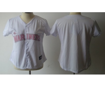 Women's Seattle Mariners Customized White With Pink Jersey