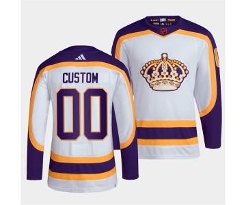 Men's Los Angeles Kings Custom White 2022 Reverse Retro Stitched Jersey