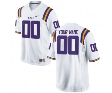 Mens LSU Tigers 2015 Nike White Custom Replica Football Jersey