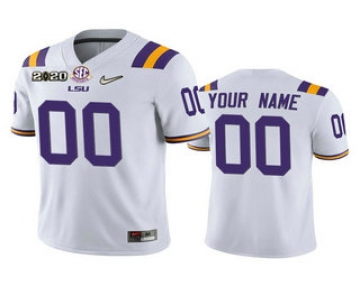 Men's LSU Tigers Custom White 2020 National Championship Game Jersey