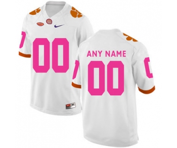 Clemson Tigers White Customized Breast Cancer Awareness College Football Jersey