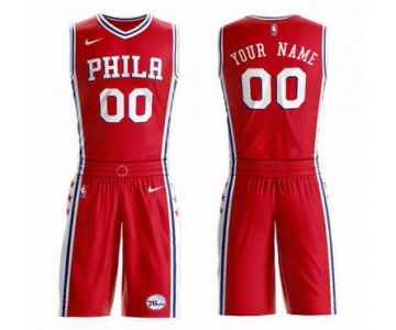 76ers Red Men's Customized Nike Swingman Jersey(With Shorts)