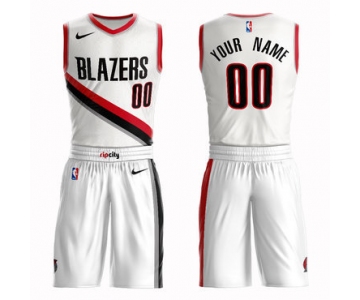 Blazers White Men's Customized Nike Swingman Jersey(With Shorts)