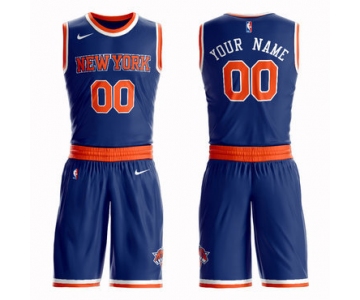 Knicks Blue Men's Customized Nike Swingman Jersey(With Shorts)