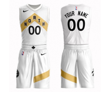 Raptors White 2018-19 City Edition Men's Customized Nike Swingman Jersey(With Shorts)