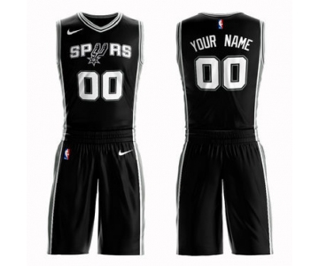 Spurs Black Men's Customized Nike Swingman Jersey(With Shorts)