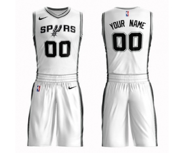 Spurs White Men's Customized Nike Swingman Jersey(With Shorts)