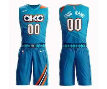 Thunder Blue 2018-19 City Edition Men's Customized Nike Swingman Jersey(With Shorts)