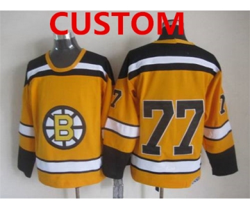 Custom Men's Boston Bruins 1959-60 Yellow CCM Vintage Throwback Jersey
