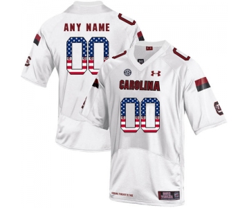 South Carolina Gamecocks White Customized USA Flag College Football Jersey