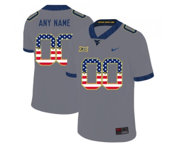 West Virginia Mountaineers Customized Gray USA Flag College Football Jersey