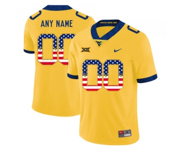 West Virginia Mountaineers Customized Yellow USA Flag College Football Jersey