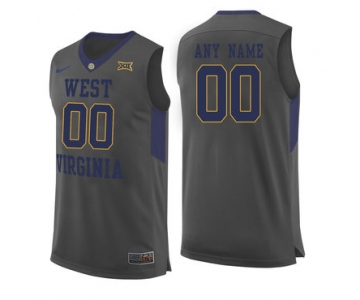 West Virginia Mountaineers Gray Men's Customized College Basketball Jersey