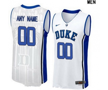 Men's Duke Blue Devils Custom V-neck College Basketball Nike Elite Jersey - White