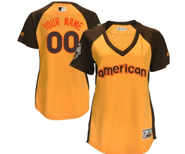 Women's American League Majestic Gold 2016 MLB All-Star Game Cool Base Custom Jersey