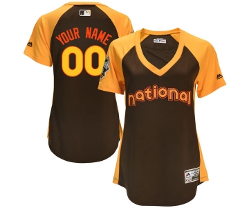 Women's National League Majestic Brown 2016 MLB All-Star Game Cool Base Custom Jersey
