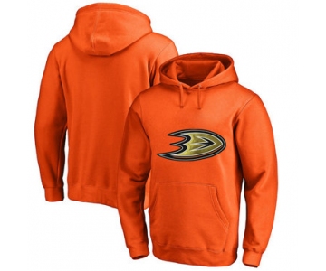Anaheim Ducks Orange Men's Customized All Stitched Pullover Hoodie