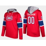 Adidas Canadiens Men's Customized Name And Number Red Hoodie