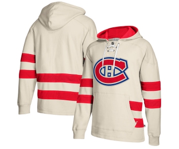 Canadiens Cream Men's Customized All Stitched Hooded Sweatshirt