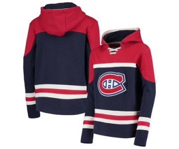 Montreal Canadiens Navy Men's Customized All Stitched Hooded Sweatshirt