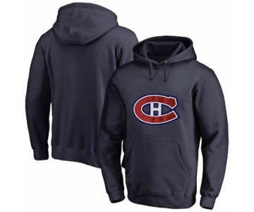 Montreal Canadiens Navy Men's Customized All Stitched Pullover Hoodie