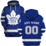 Maple Leafs Blue Men's Customized All Stitched Hooded Sweatshirt