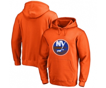 New York Islanders Orange Men's Customized All Stitched Pullover Hoodie