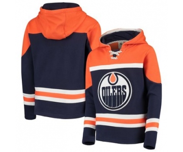 Edmonton Oilers Navy Men's Customized All Stitched Hooded Sweatshirt
