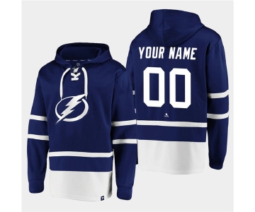 Men's Tampa Bay Lightning Active Player Custom Blue All Stitched Sweatshirt Hoodie