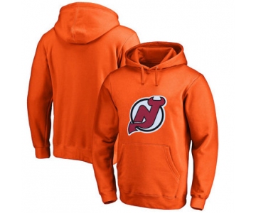 New Jersey Devils Orange Men's Customized All Stitched Pullover Hoodie
