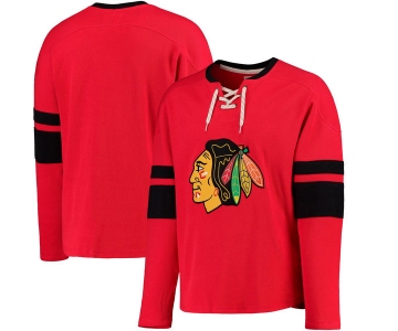 Blackhawks Red Men's Customized All Stitched Hooded Sweatshirt