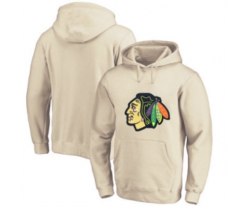 Chicago Blackhawks Cream Men's Customized All Stitched Pullover Hoodie