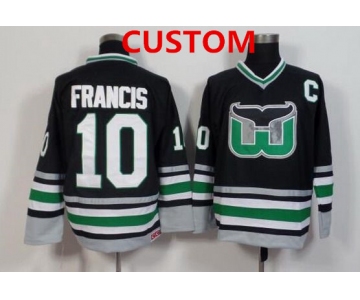 Mens Hartford Whalers Customized Black Throwback Jersey