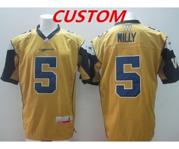 Custom CFL Winnipeg Blue Bombers Yellow Jersey