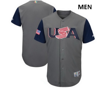 Men's USA Baseball Majestic Gray 2017 World Baseball Classic Custom Team Jersey