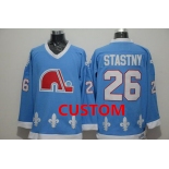 Custom Men's Quebec Nordiques Light Blue CCM Vintage Throwback Jersey