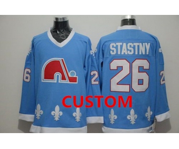 Custom Men's Quebec Nordiques Light Blue CCM Vintage Throwback Jersey