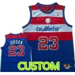 Custom Washington Bullets  Blue Swingman Throwback Jersey