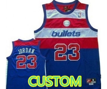 Custom Washington Bullets  Blue Swingman Throwback Jersey