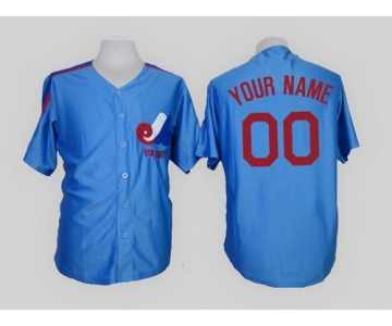 Men's Montreal Expos Customized Blue Mitchell & Ness Jersey