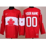2014 Olympics Canada Mens Customized Red Jersey