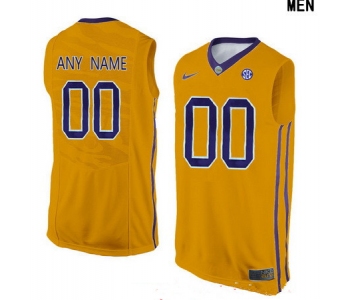 Youth LSU Tigers Custom College Basketball Nike Elite Jersey - Gold