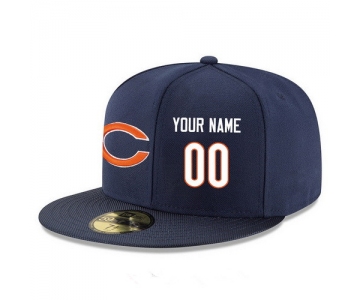 Chicago Bears Custom Snapback Cap NFL Player Navy Blue with White Number Stitched Hat