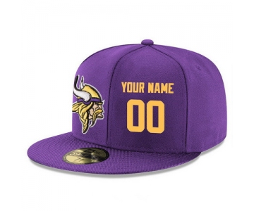 Minnesota Vikings Custom Snapback Cap NFL Player Purple with Gold Number Stitched Hat