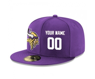 Minnesota Vikings Custom Snapback Cap NFL Player Purple with White Number Stitched Hat